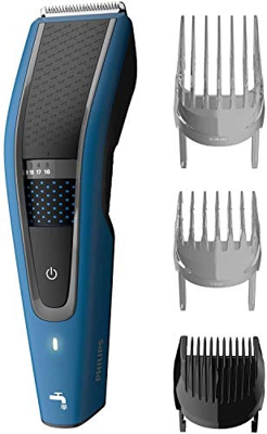 Philips Serie 5000 HC5612/15 - Tagliacapelli con lame in acciaio inox, 28 regolazioni di lunghezza, 75 min di uso senza fili, 3 pettini guida