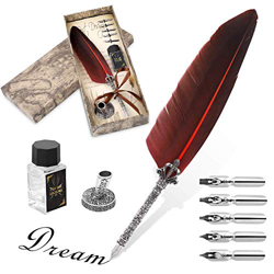 Penna a Piuma, Penna d'oca Fatta a Mano Antica in Piuma d'oca e Set, Penna Stilografica Piuma per Scrittura Inglese, Regalo di Cancelleria Vintage con características