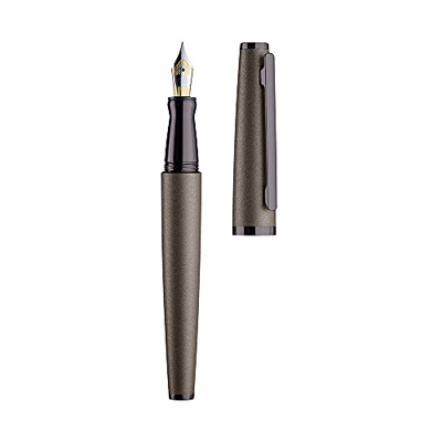 Otto Hutt Penna stilografica D06 in alluminio, colore grigio cenere e melanzana, spessore tratto: M, 018-11333