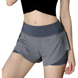 Women 2 in 1 Running Shorts with Liner High Waist Yoga Shorts Active Workout Sports Shorts with Pocket,Tipo XL, Grigio - Tipo XL, Grigio en oferta