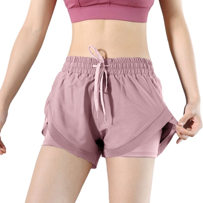 2-in-1 Women High Waist Yoga Shorts with Liner Quick Dry Sport Running Fitness Athletic Shorts with Phone Pocket,Tipo L, Rosa - Tipo L, Rosa