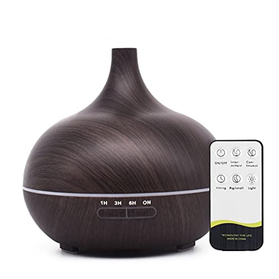 550ML Diffusore di Oli Essenziali Ultrasuoni, Diffusore di Aromi Ultrasuoni con 7 colori LED Selezionabili, Purificatore Aria, per Yoga, Camera da Let
