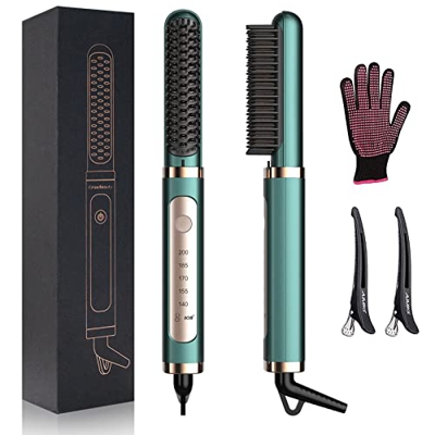 Spazzola lisciante per capelli, spazzola lisciante ionica 2 in 1 e ferro arricciacapelli, tecnologia di riscaldamento in ceramica più veloce di 25 sec