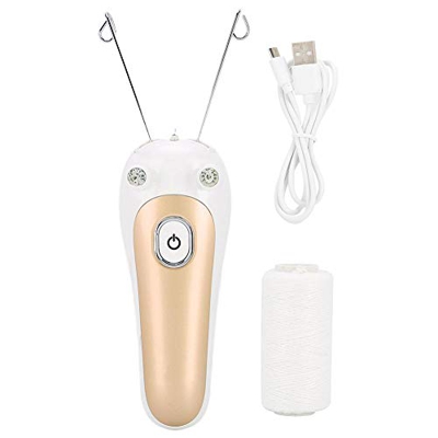 Depilazione facciale del corpo elettrico Filettatura Epilatore Filo di cotone facciale Trimmer Remover per donne Viso Braccio Gamba Uso(Oro)