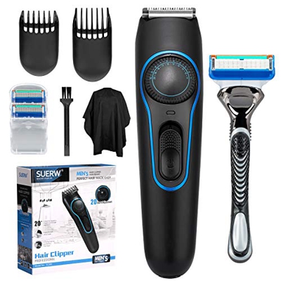O'vinna Tagliacapelli Uomo （Include Rasoio）, Regolabarba Elettrico Professionale Ricaricabile Macchinetta per Capelli di Precisione 20 Lunghezza Regol