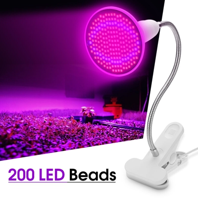 Mohoo - 200 LED 20W LED Pianta coltiva la luce Lampadine Clip Flower Growing Green House (spina europea con clip di supporto)