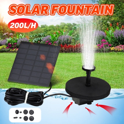 Mohoo - Kit pompa per fontana solare da 200 litri / h 7 V / 1,4 W Pompa idraulica per pannello solare autonomo per giardino e patio con filtro in