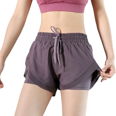2-in-1 Women High Waist Yoga Shorts with Liner Quick Dry Sport Running Fitness Athletic Shorts with Phone Pocket,Tipo XL, Viola - Tipo XL, Viola