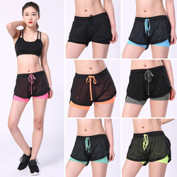 Women 2-in-1 Sport Shorts Breathable Quick-Drying Elastic High Waist Drawstring Running Gym Yoga Shorts,Tipo Grande, Lago blu - Tipo Grande, Lago blu características