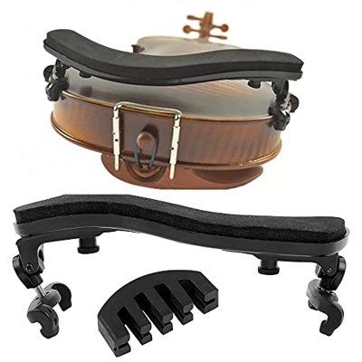 POKIENE Set di 1/4 e 1/8 Poggiaspalla per Violino e Violino Pratica Silenziatore, Supporto per Spalla, Sordina per Violino in Gomma, Angolo Regolabile