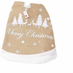 Copri base albero di Natale in juta con scritta Merry Christmas e bordo in pelliccia bianco 90cm características