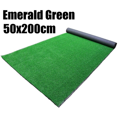 Mohoo - Tappeto sintetico realistico per interni/esterni in erba artificiale densa da 15 mm (verde smeraldo (50 cm x 200 cm x 15 mm))