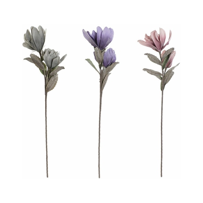 Fiore Decorativo DKD Home Decor Grigio Rosa EVA (etilvinilacetato) Lilla (3 pcs) (25 x 25 x 95 cm)
