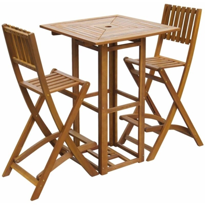 Set da Bistrot 3 pz in Legno Massello di Acacia