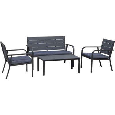 Mobili da giardino in resina simil legno Rio-Grigio/Nero