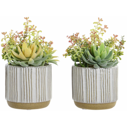 Pianta Decorativa DKD Home Decor Giallo Verde Gres Polipropilene (PP) (14 x 14 x 21 cm) (2 pcs) en oferta
