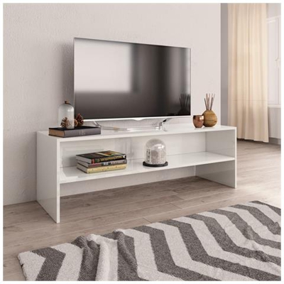 Mobile Tv Bianco Lucido 120x40x40 Cm In Truciolato