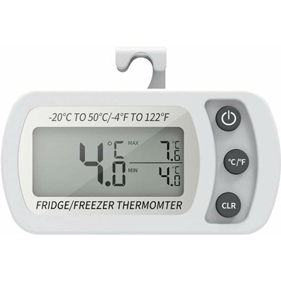 Betterlife - BETTE Termometro digitale per frigorifero, termometro impermeabile per congelatore con gancio, display LCD di facile lettura, funzione