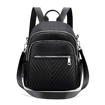 Zainetto Donna, Joyhill Borsa Zaino Donna in Nylon Piccolo Casual Borsa da Scuola Elegante Borsa da Scuola per Scuola Viaggio Lavoro Shopping Nero