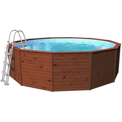 Piscina Pannelli in Legno K2O 375x127 cm Pompa Filtro a Cartuccia 2.006 L/H con Scaletta