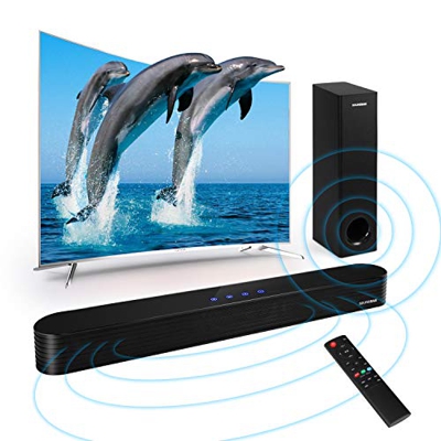 Soundbar TV con subwoofer Bluetooth 5.0, 140 W, 2.1 canali, per TV, dispositivi ottici, Aux, connettore USB con telecomando, controllo touch per TV, P