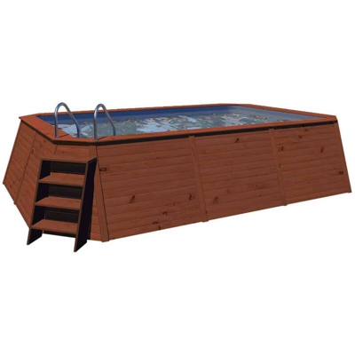 Piscina Pannelli in Legno K2O 490x293x110 cm Pompa Filtro a Sabbia di 3.028 L/H con Scaletta