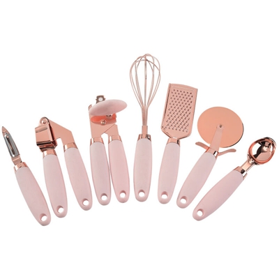 Utensili da cucina in acciaio inossidabile placcato in rame da 7 pezzi Utensili e gadget da cucina Set di utensili da cucina con manici