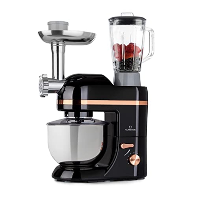 Klarstein Lucia Elegance - Impastatrice Planetaria, Robot da Cucina, Planetaria con Tritacarne, 1300W/6 Livelli, Funzione a Impulsi, Contenitore in Ac