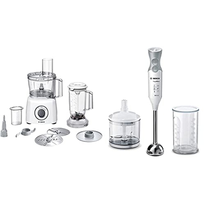 Bosch Mcm3200W Multitalent 3 Robot Da Cucina Compatto, 800W, Bianco/Grigio 375 X 220 X 260Mm & Ergommixx Mixer A Immersione, Frullatore, 600 W, 70 Dec