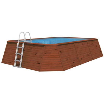 Piscina Pannelli in Legno K2O 345x255x107 cm Pompa Filtro a Sabbia 3.028 L/H con Scaletta