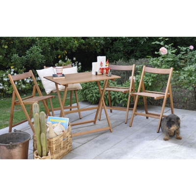 Promo set giardino tavolo Price + 4 sedie "Happy Hour" in legno noce