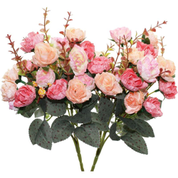 2 pezzi di rose artificiali, mazzi di simulazione, usati per feste, matrimoni, decorazioni floreali, decorazioni per caffè características