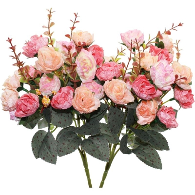 2 pezzi di rose artificiali, mazzi di simulazione, usati per feste, matrimoni, decorazioni floreali, decorazioni per caffè