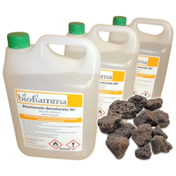 Kit Biocamino con 3 Taniche di Bioetanolo Italiano 5 lt e Pietre Laviche Alta Qualità en oferta