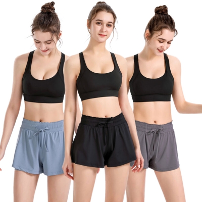 Women 2-in-1 Sports Shorts High Waist Breathable Quick-drying Drawstring Running Fitness Sportswear,Tipo piccolo, nero - Tipo piccolo, nero