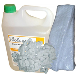 Biocamino Kit con 5 lt Bioetanolo Italiano + 2 Lane di Vetro + Pietre Bianche características