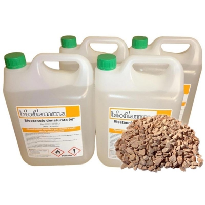Kit Camino 20 lt Bioetanolo Italiano + Pietre Rosse Decorative