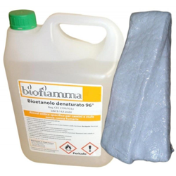 Biocamino Kit con 5 lt Bioetanolo Made in Italy e 2 Lane di Vetro características
