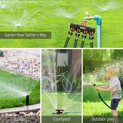 Connettore per tubo dell'acqua con separatore per tubo da giardino a 4 vie, adattatore per rubinetto con comoda impugnatura gommata per irrigazione a