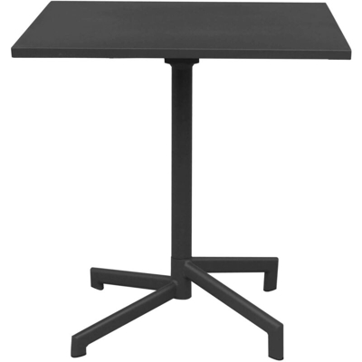 Set Tavolo Giardino Quadrato Fisso 70 X 70 Con 2 Poltrone In Ferro Nero Per Esterno