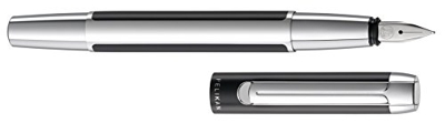 Pelikan 995282 - Penna stilografica Pura P40 in alluminio, pennino in acciaio INOX misura F, nero/argento