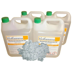 KIt Biocamini 4 Taniche 5 lt Bioetanolo italiano con Pietre Bianche Decorative precio