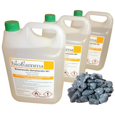 Pacchetto Accessori 15 lt Bioetanolo Made in Italy + Pietre Nere