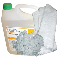 Biocamino Kit con 5 lt Bioetanolo Biofiamma + 3 Lane di Vetro + Pietre Decorative Bianche precio