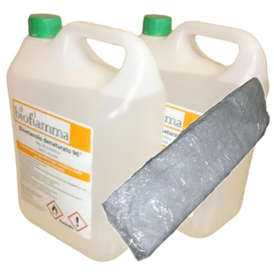 Kit Camini 10 Litri Bioetanolo Italiano e 1 Lana di Vetro