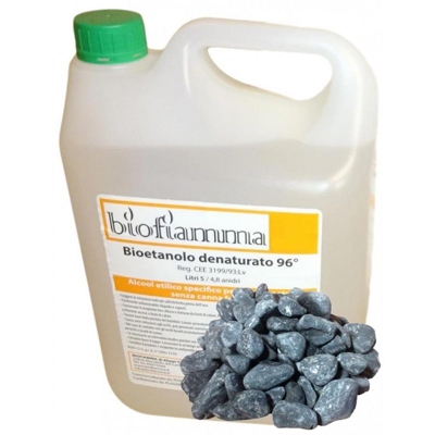 Kit Biocamino 5 Litri Bioetano Italiano + Pietre Nere Decorative