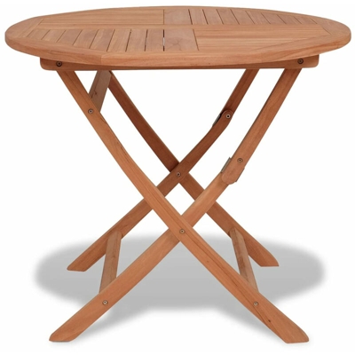 Tavolo Pieghevole per Esterno in Massello di Teak Tondo 85x76cm