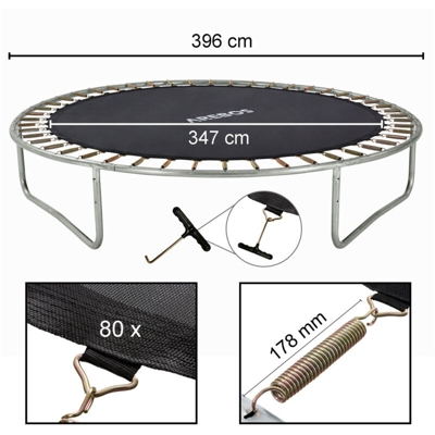 AREBOS Telo e tappeto da Salto e ricambio al diametro 347cm, compatibile con trampoline al diametro 396cm e 80 molle di lunghezza 178mm