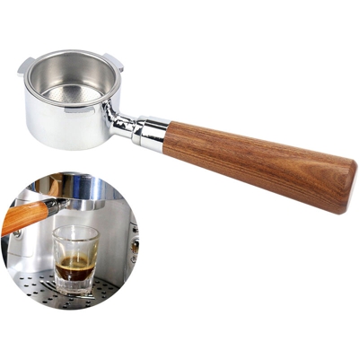 Portafiltro senza fondo per caffe da 51 mm con cestello del filtro e manico in legno di ricambio per macchina da caffe EC680 EC685 Delonghi Filtri in