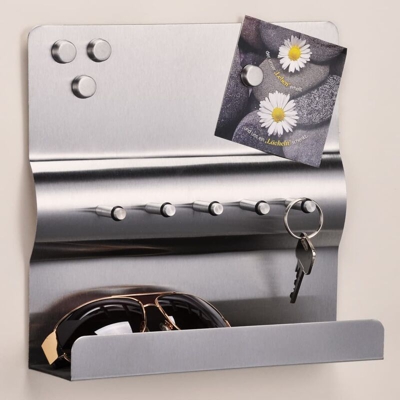 HI Portachiavi con Pannello per Appunti Argento 25x24x6,5 cm - Argento